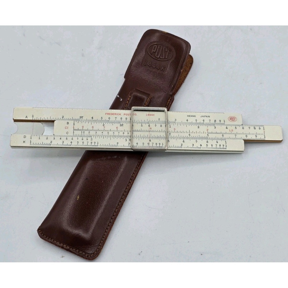 Frederick Post Co. No. 1444K Slide‎ Rule Hemmi Japan with Top Grain Cowhide Case